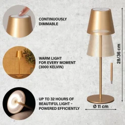 LED-akku-pöytävalaisin Viletto, kahvinruskea, IP54