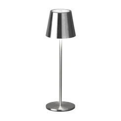 LED-akku-pöytävalaisin Viletto, nikkelivärinen, IP54