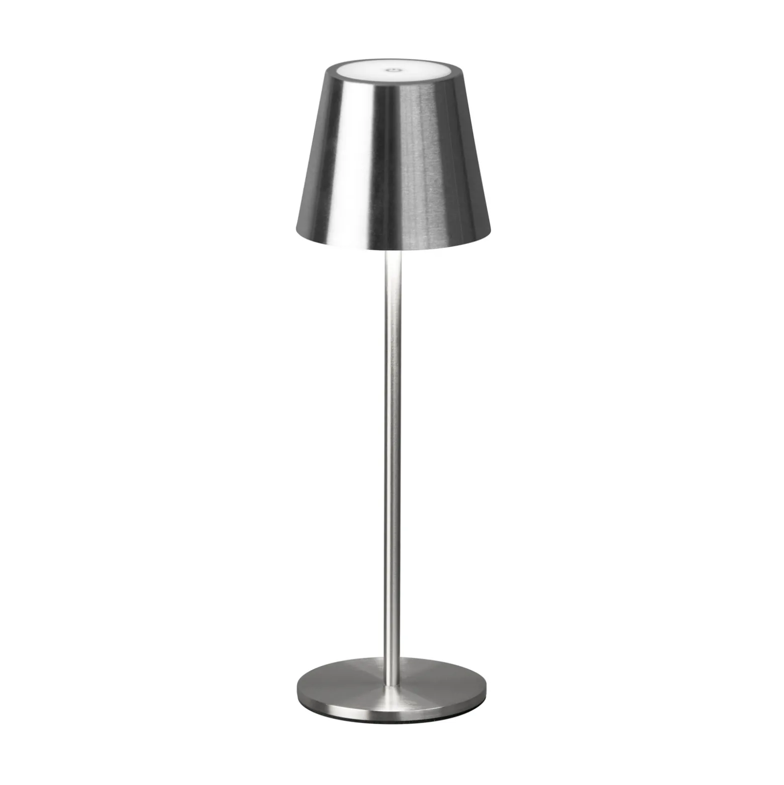 LED-akku-pöytävalaisin Viletto, nikkelivärinen, IP54
