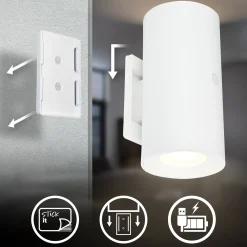 LED-akku-seinävalaisin Isy, mattavalkoinen, muovi, 3 000 K