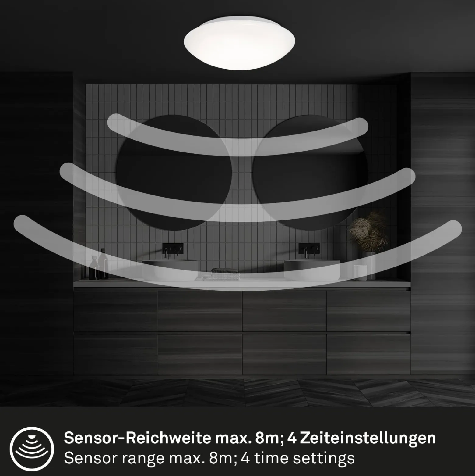 LED-anturikattovalaisin Elipso IP44 4,000K Ø38cm
