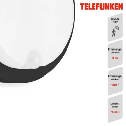 LED-anturi ulkoseinävalaisin Dortmund Ø17cm musta