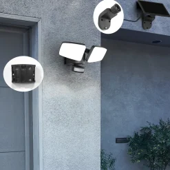 LED-aurinkoenergialla toimiva ulkoseinävalaisin Duplex, 2-valo, kulma-asennus