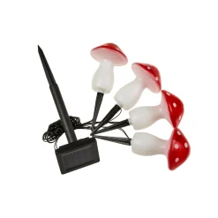 LED-aurinkopylväs Fairy Mushroom, 4 kpl, punainen/valkoinen, IP44