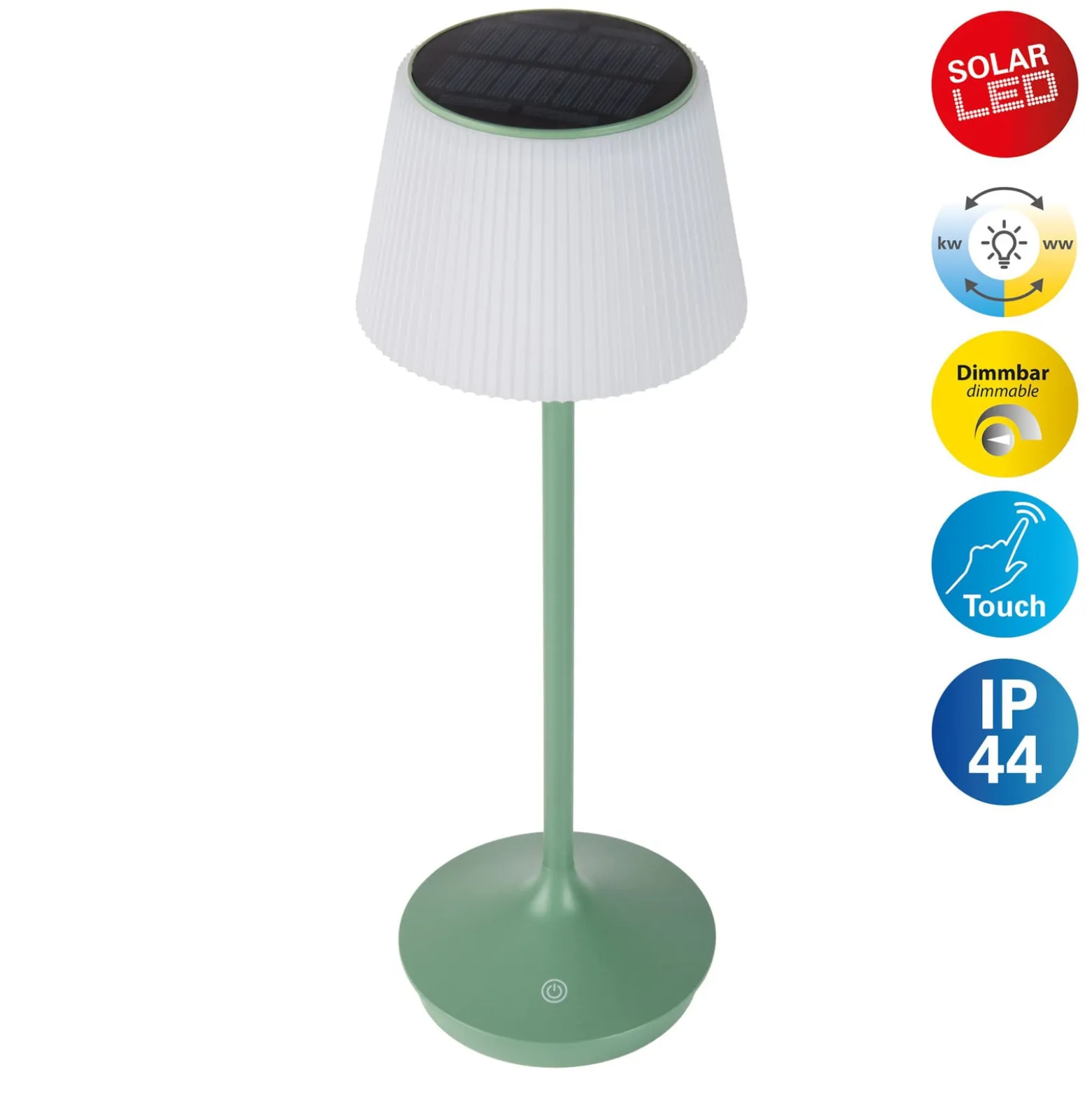 LED-aurinko-pöytävalaisin Emmi CCT vihreä