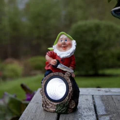 LED-aurinkovalaisin Gnomy värikäs/punainen muovi 21 cm metsuri Gnomy