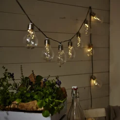 LED-aurinkovalaisinketju Glow, kirkas, lämmin valkoinen, 190 cm:n pituinen