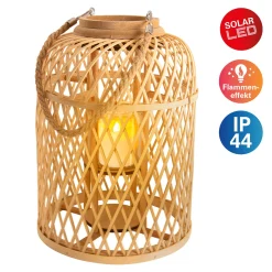 LED-aurinkovalaisinkori, bambu, korkeus 38 cm, luonnonvalkoinen