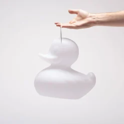 LED-designvalaisin DUCK-DUCK S ulkokäyttöön, valkoinen