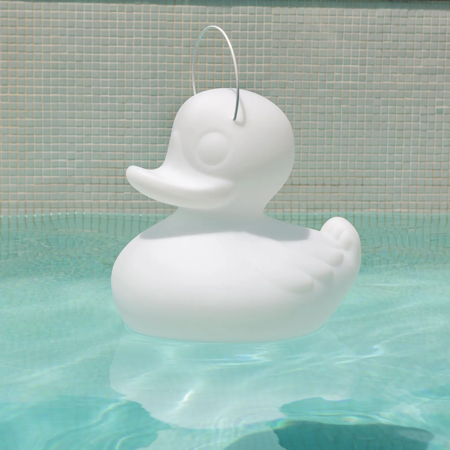 LED-designvalaisin DUCK-DUCK XL ulkokäyttöön, valkoinen