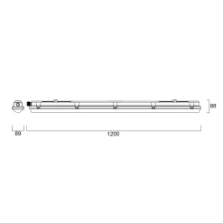 LED-diffuusorivalaisin RESISTO, vaaleanharmaa, 120 cm, 17 W, 840 IP66
