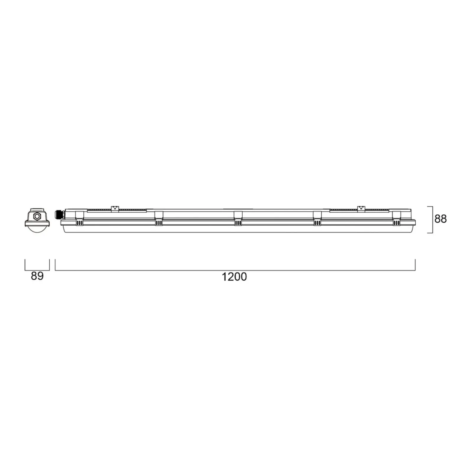 LED-diffuusorivalaisin RESISTO, vaaleanharmaa, 120 cm, 17 W, 840 IP66
