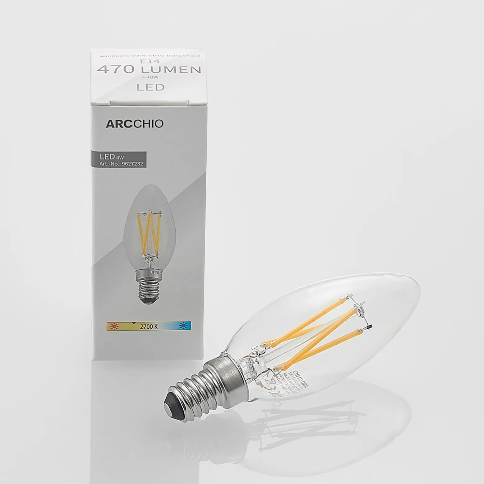 LED-filamenttilamppu E14 4W 827 kynttilä him., 5x