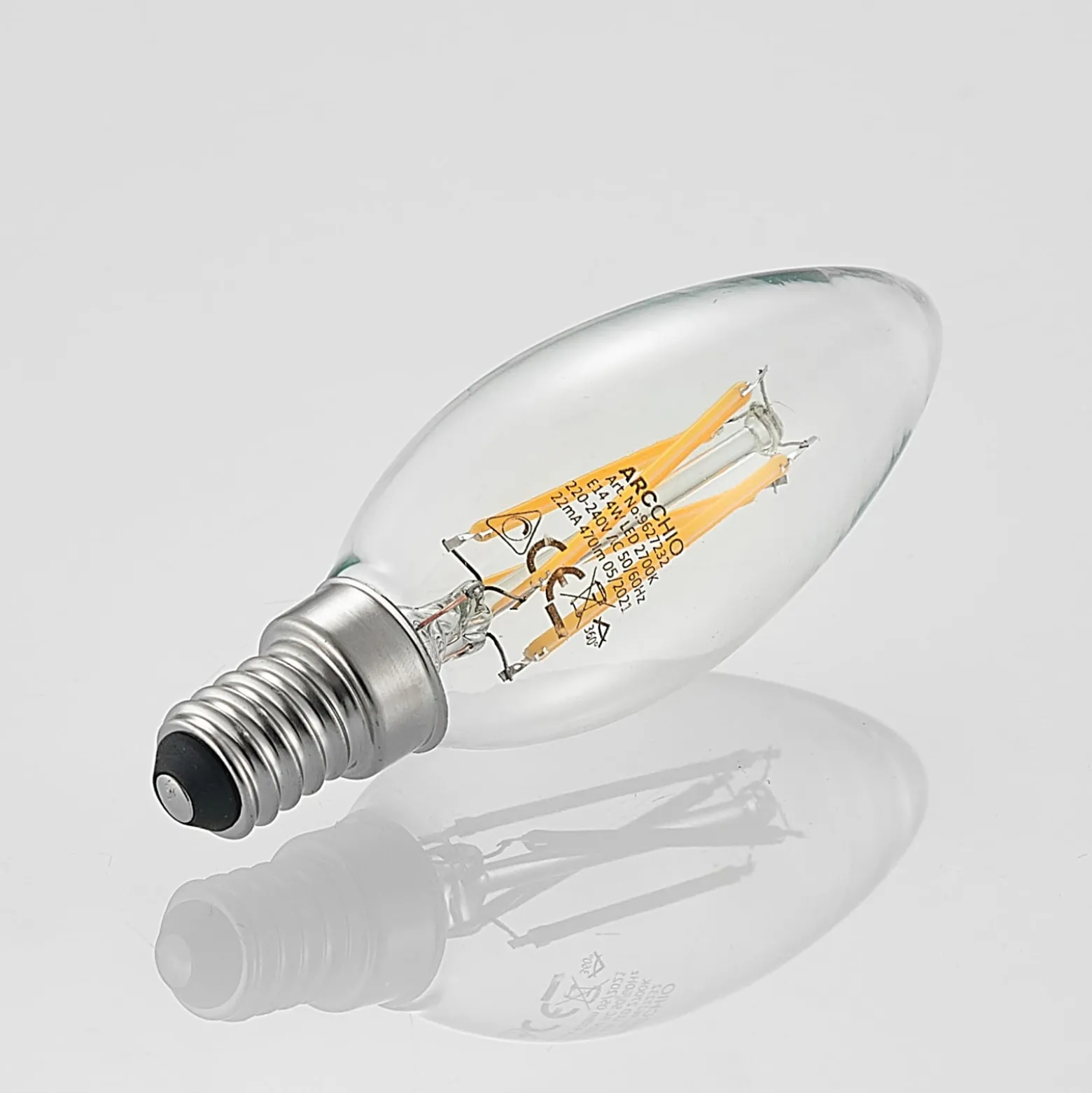 LED-filamenttilamppu E14 4W 827 kynttilä him., 5x