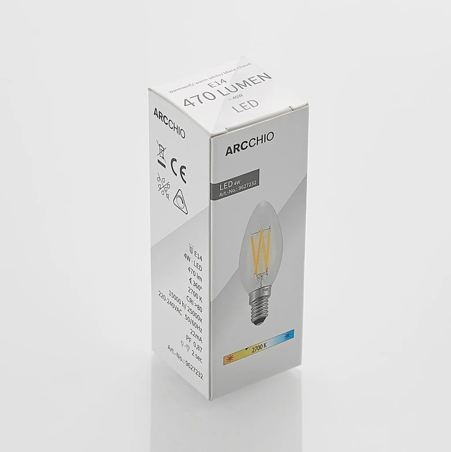 LED-filamenttilamppu E14 4W 827 kynttilä him., 5x