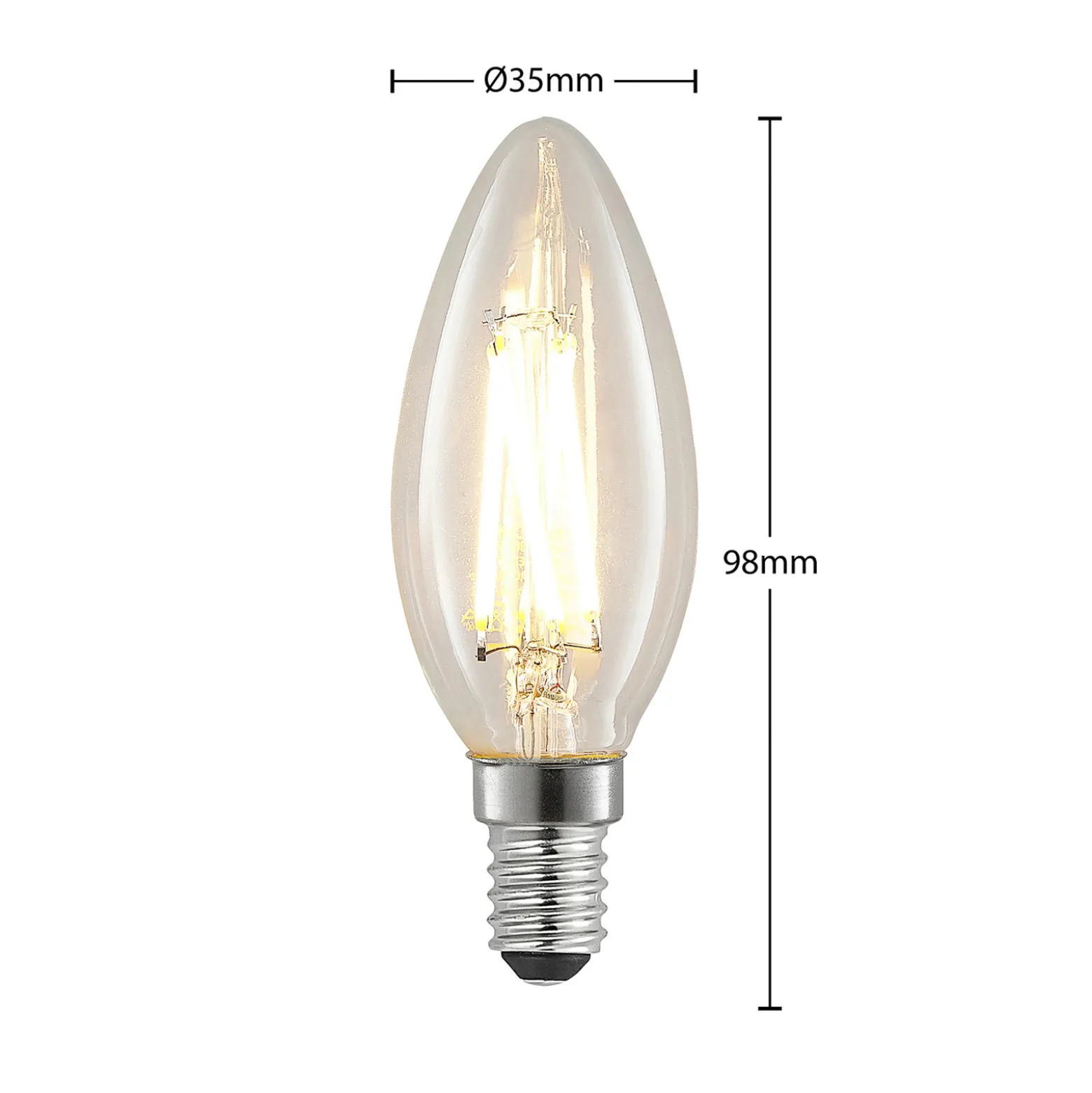 LED-filamenttilamppu E14 4W 827 kynttilä him., 3x