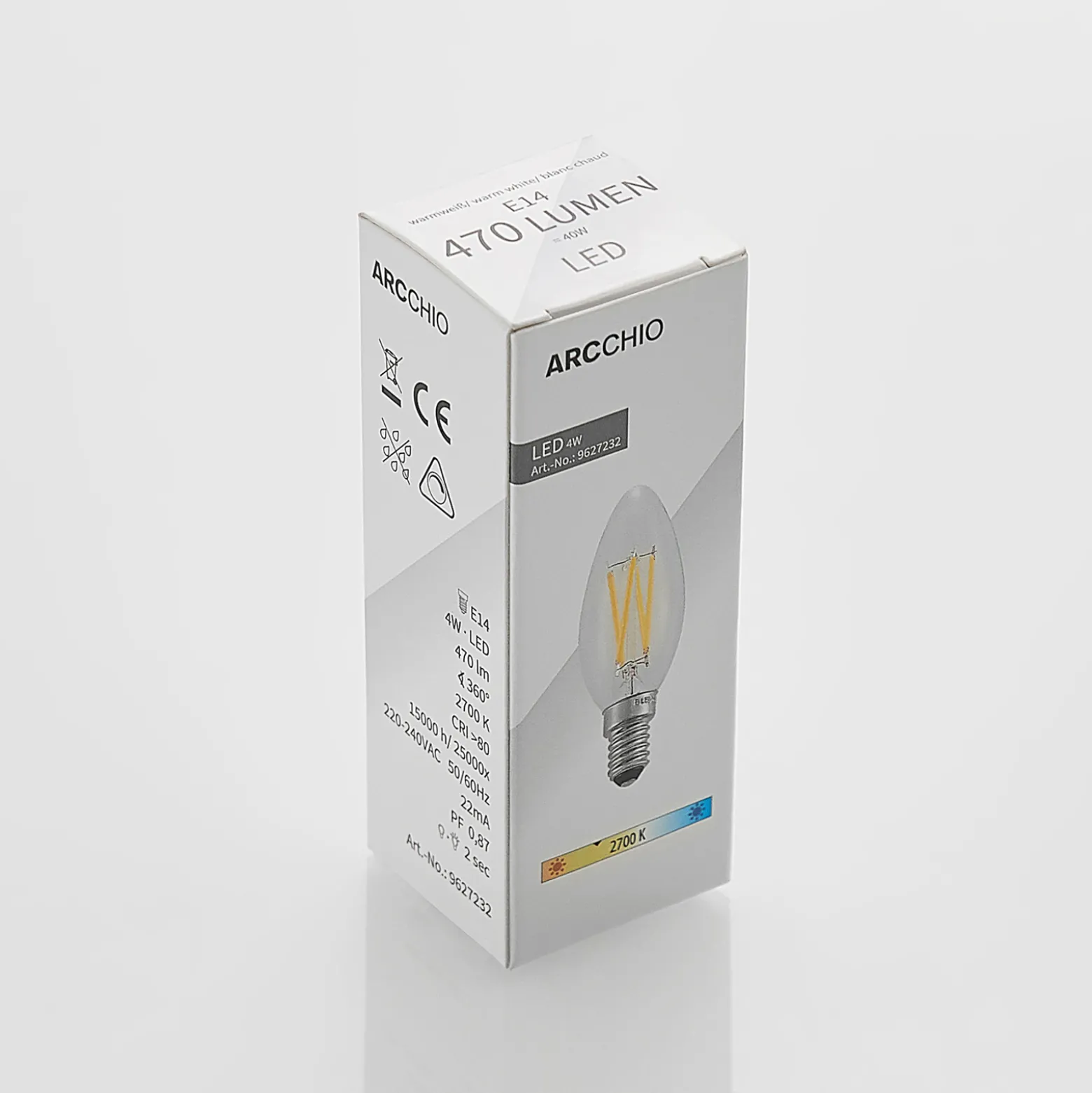 LED-filamenttilamppu E14 4W 827 kynttilä him., 3x