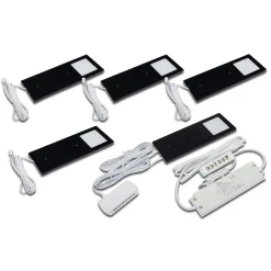 LED-kaapinalusvalaisin Eco-Pad F 5 kpl 3000K musta