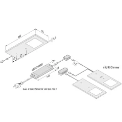 LED-kaapinalusvalaisin Eco-Pad F 2 kpl 3000K musta