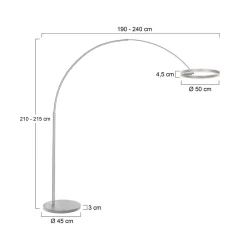 LED-kaarivalaisin Ringlux, teräksenvärinen, metalli, CCT, himmennin