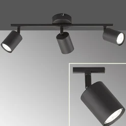 LED-kattokohdevalo Vano musta, 3-lamppuinen pitkä