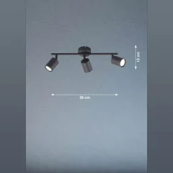 LED-kattokohdevalo Vano musta, 3-lamppuinen pitkä