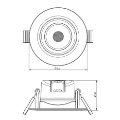 LED kattoon upotettava kattovalaisin SMD-68-230V, 2700K, Ø8,5cm, musta