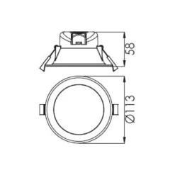 LED-kattoon upotettava valaisin Acrux, Ø 11 cm, hopeanvärinen matta, CCT