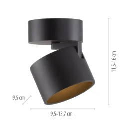 LED-kattospotti PURE Cup, musta, halkaisija 9,5 cm, metallia