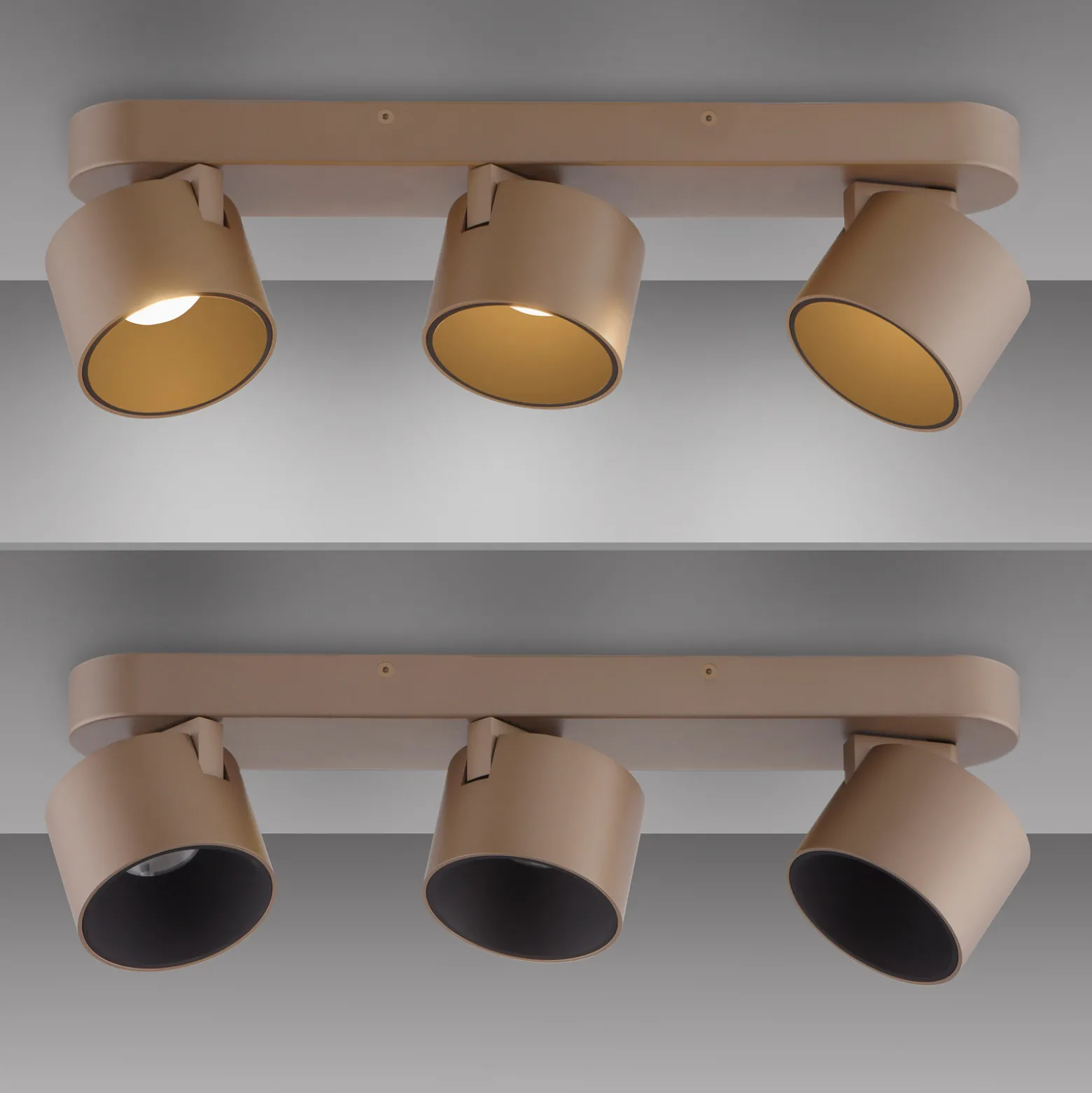 LED-kattospotti PURE Cup, pronssinvärinen, 56 cm, metallia, 3-lamppuinen