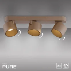 LED-kattospotti PURE Cup, pronssinvärinen, 56 cm, metallia, 3-lamppuinen