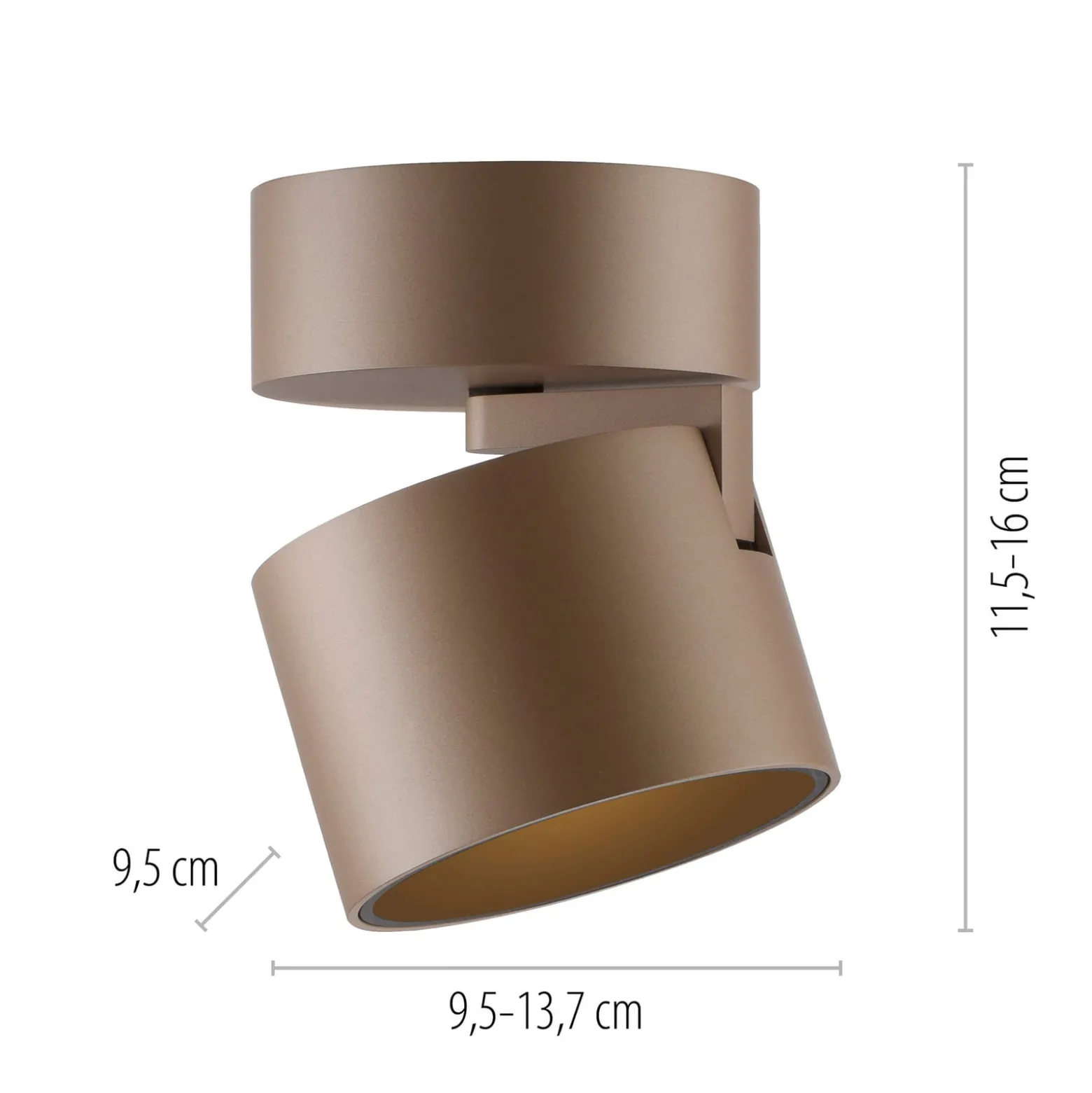 LED-kattospotti PURE Cup, pronssinvärinen, halkaisija 9,5 cm, metallia