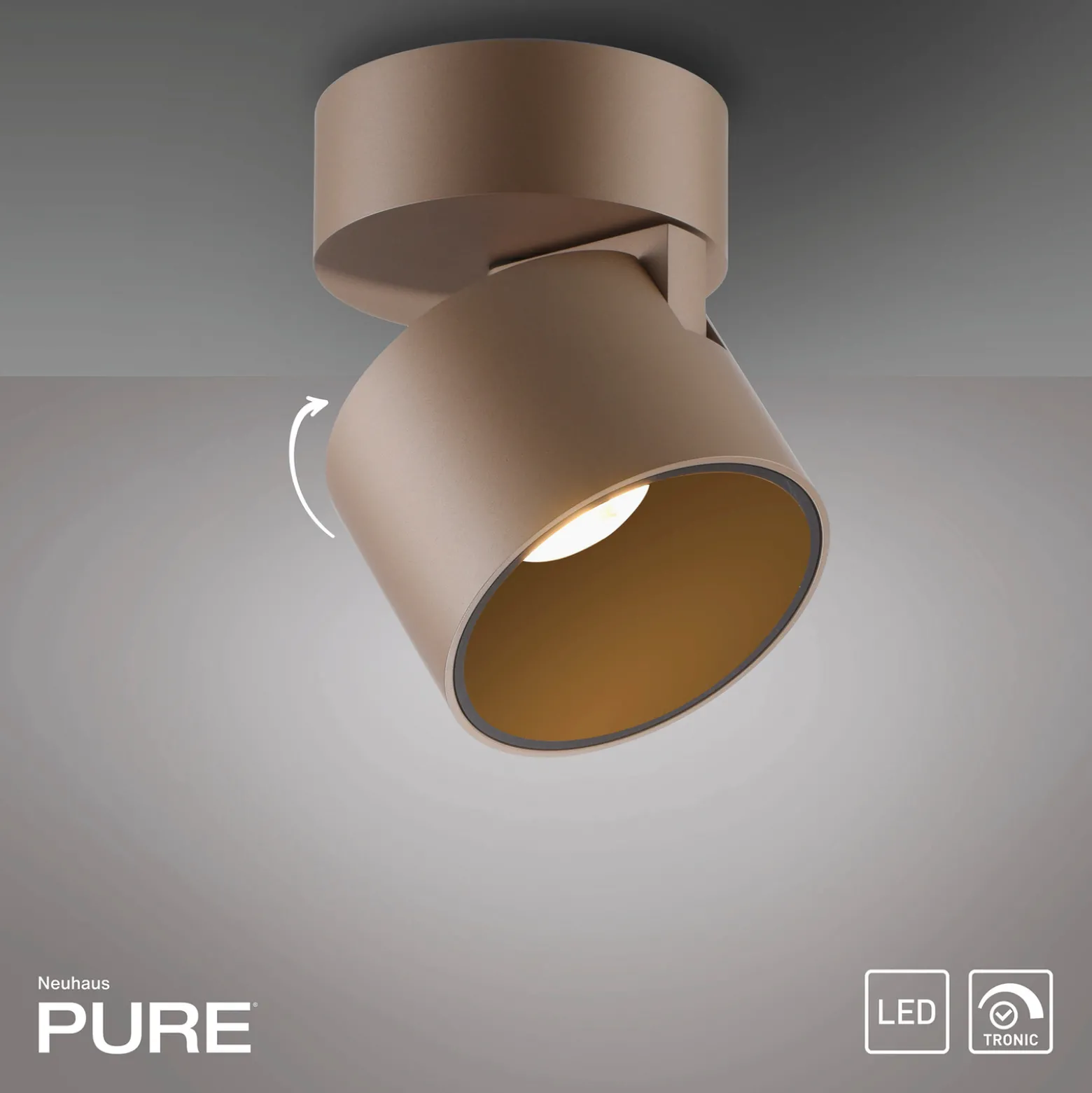 LED-kattospotti PURE Cup, pronssinvärinen, halkaisija 9,5 cm, metallia