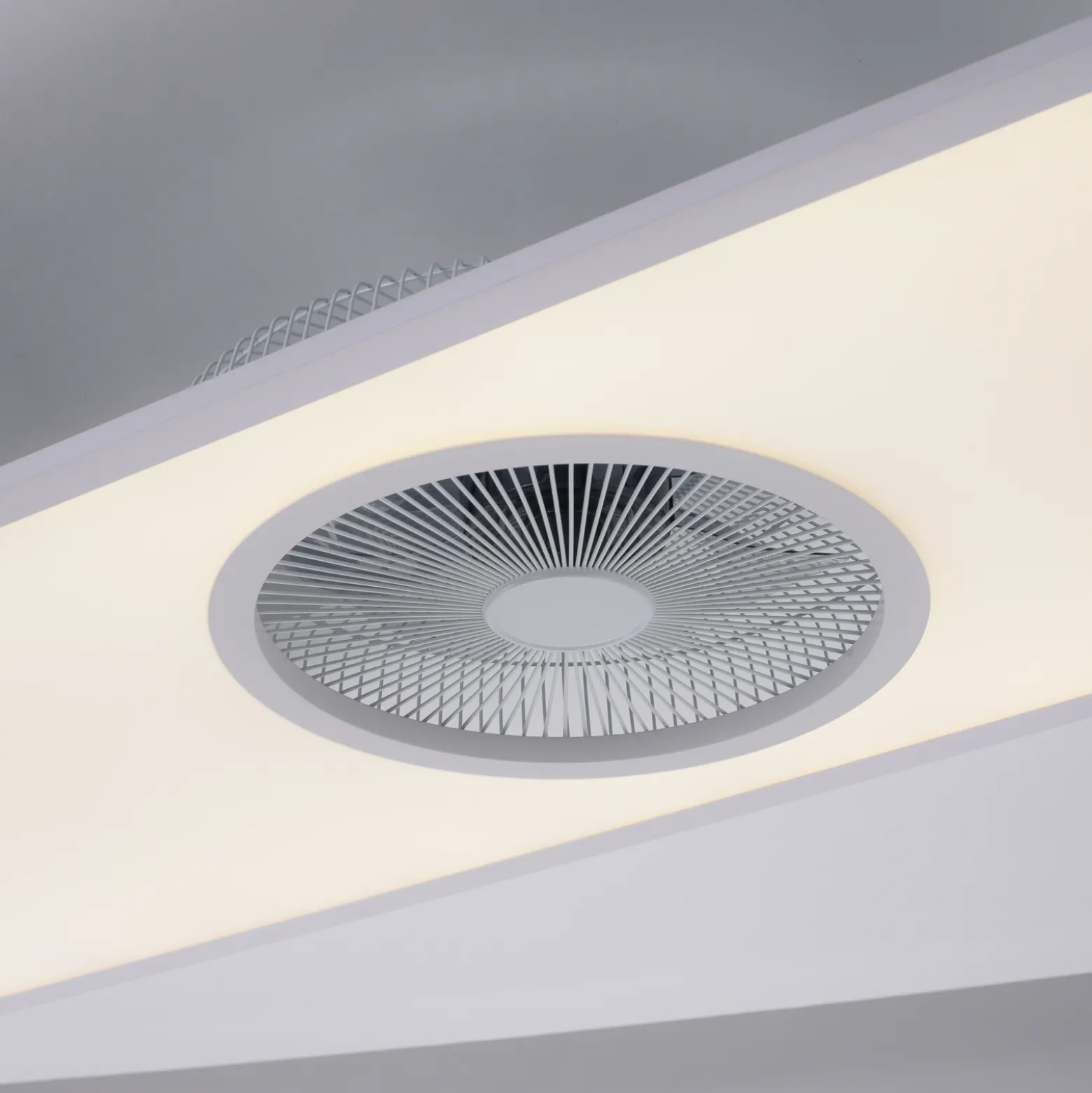 LED-kattotuuletin Flat-Air, CCT, valkoinen, 120x40cm