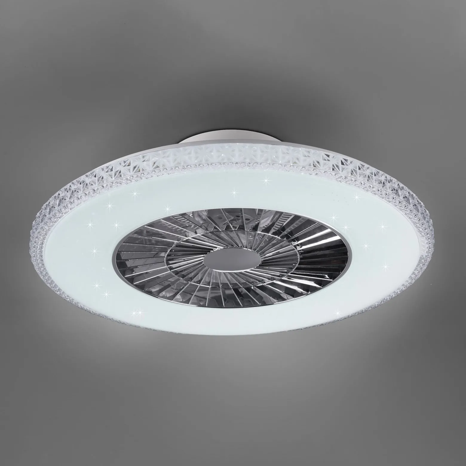 LED-kattotuuletin Harstad, kristallikehys
