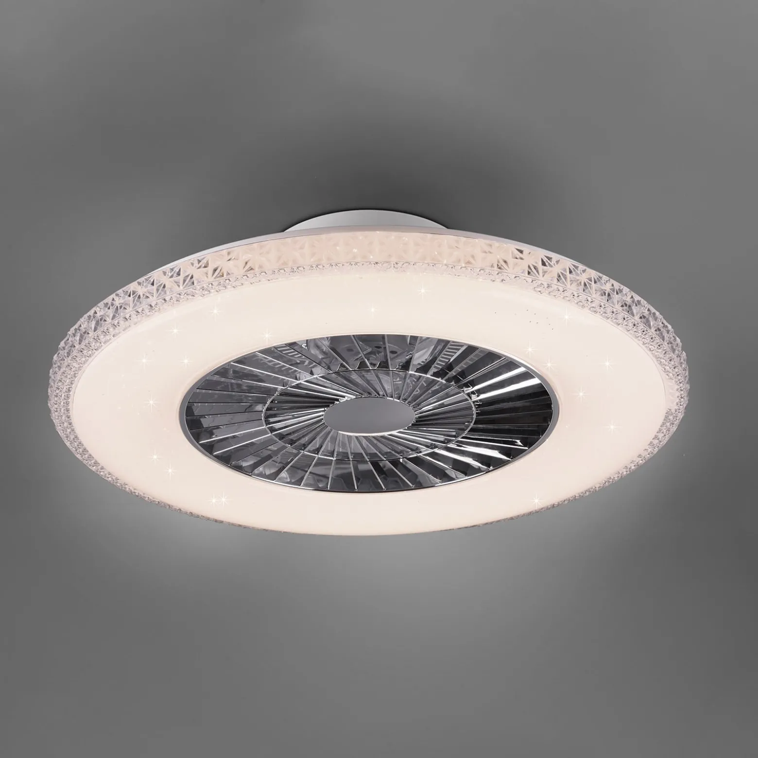 LED-kattotuuletin Harstad, kristallikehys