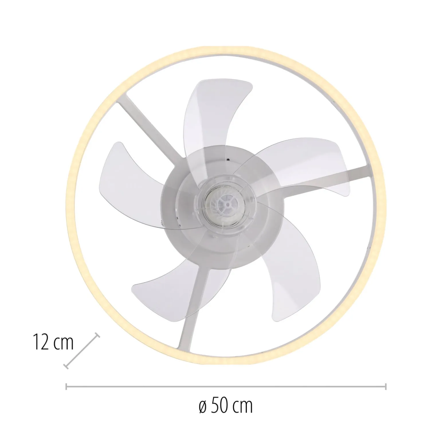 LED-kattotuuletin Rita, valkoinen, CCT, kaukosäädin, halkaisija 50 cm