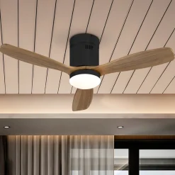 LED kattotuuletin Siroco Mini, DC, hiljainen, musta/pähkinäpuu
