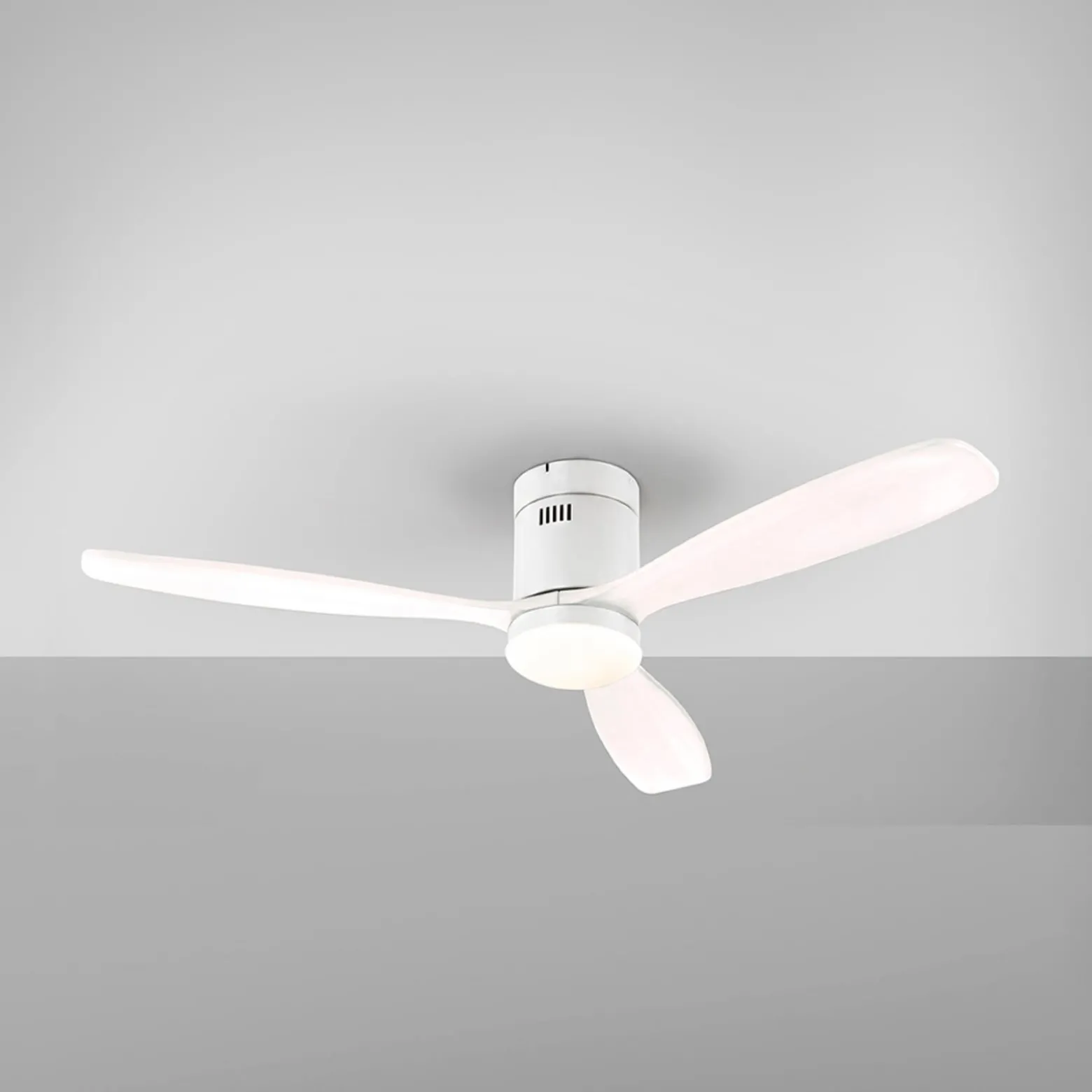 LED-kattotuuletin Siroco, valkoinen, Ø 132 cm, hiljainen, CCT