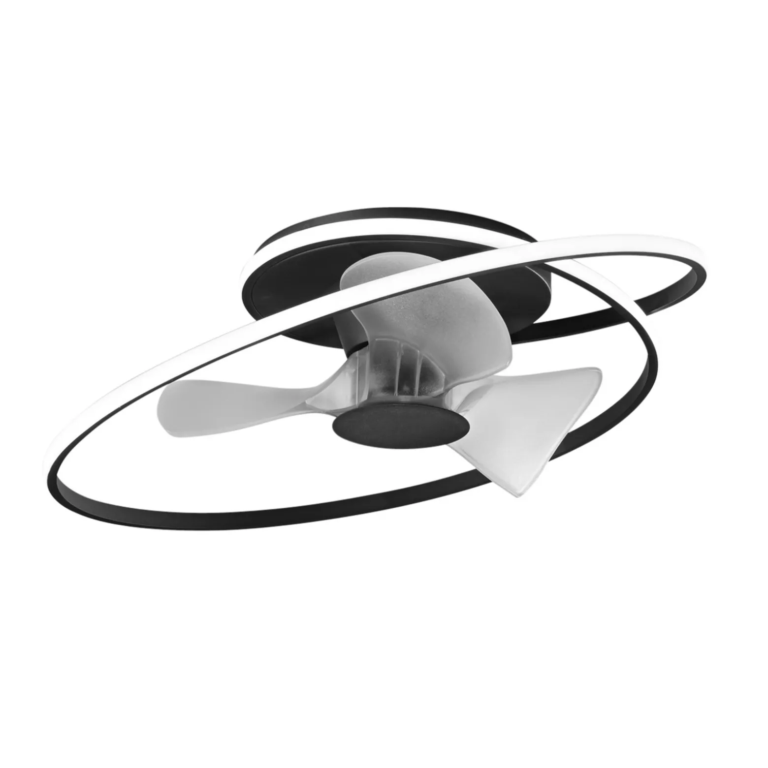 LED-kattotuuletin Storm, musta/valkoinen, Ø 77 cm CCT, hiljainen