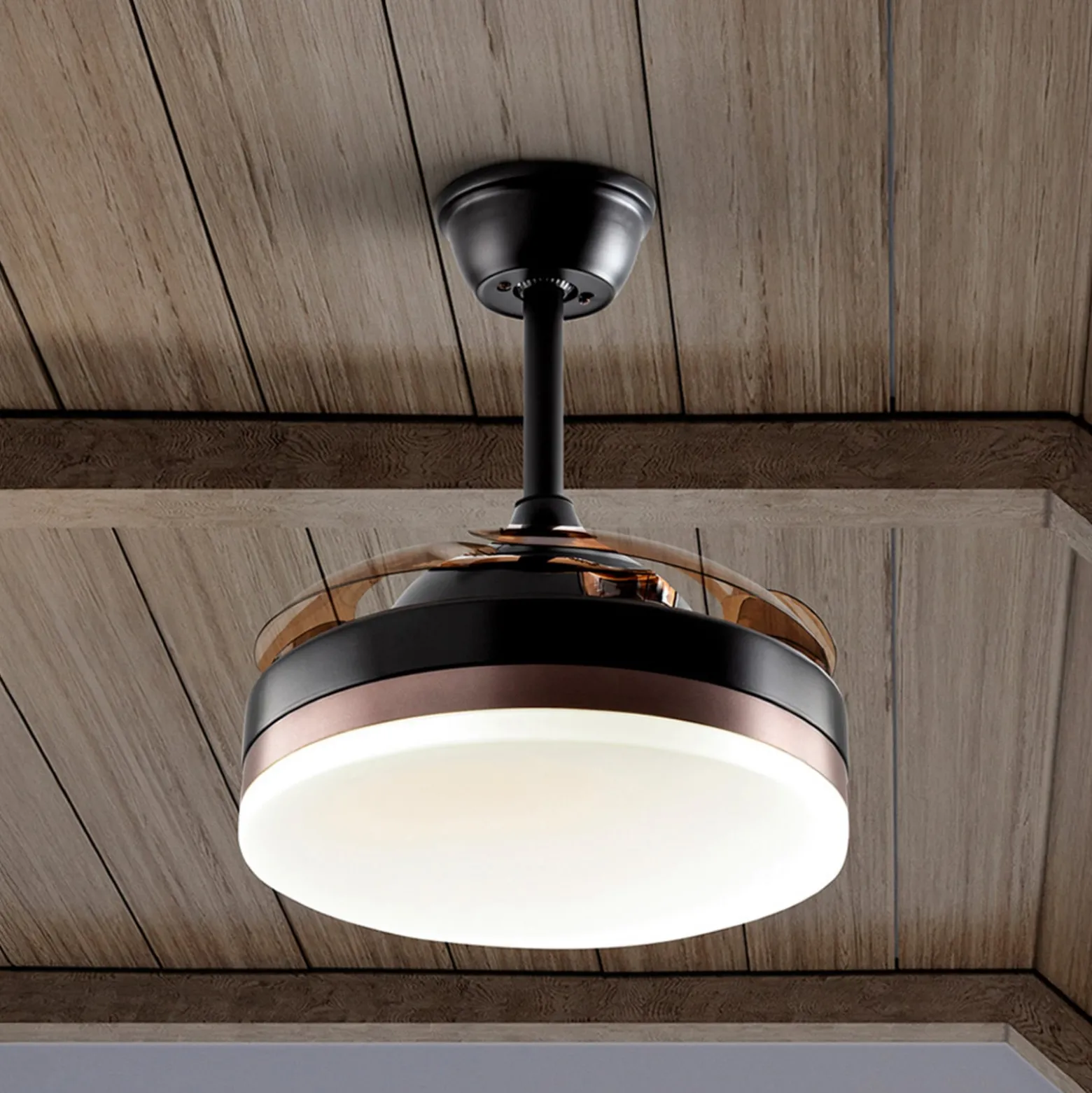 LED-kattotuuletin Vento musta/pronssi/savunvärinen Ø 90 cm hiljainen