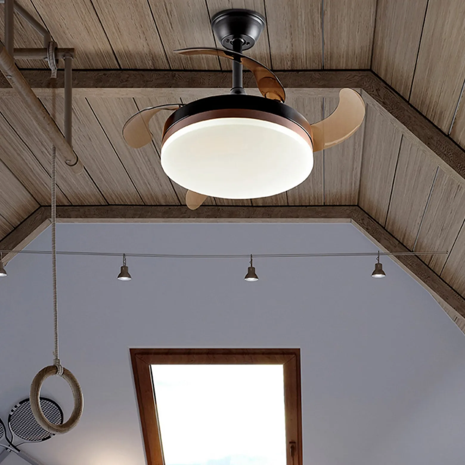 LED-kattotuuletin Vento musta/pronssi/savunvärinen Ø 90 cm hiljainen