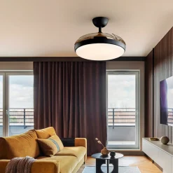 LED-kattotuuletin Venturi musta/savunvärinen DC Ø 106 cm hiljainen