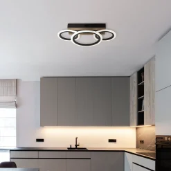 LED-kattovalaisin Blevins, 3-lamppuinen, musta/puunvärinen, pituus 46 cm
