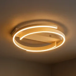 LED-kattovalaisin CIRCLY, hiekka, Ø 56 cm, kaukosäädin CCT himmennettävä