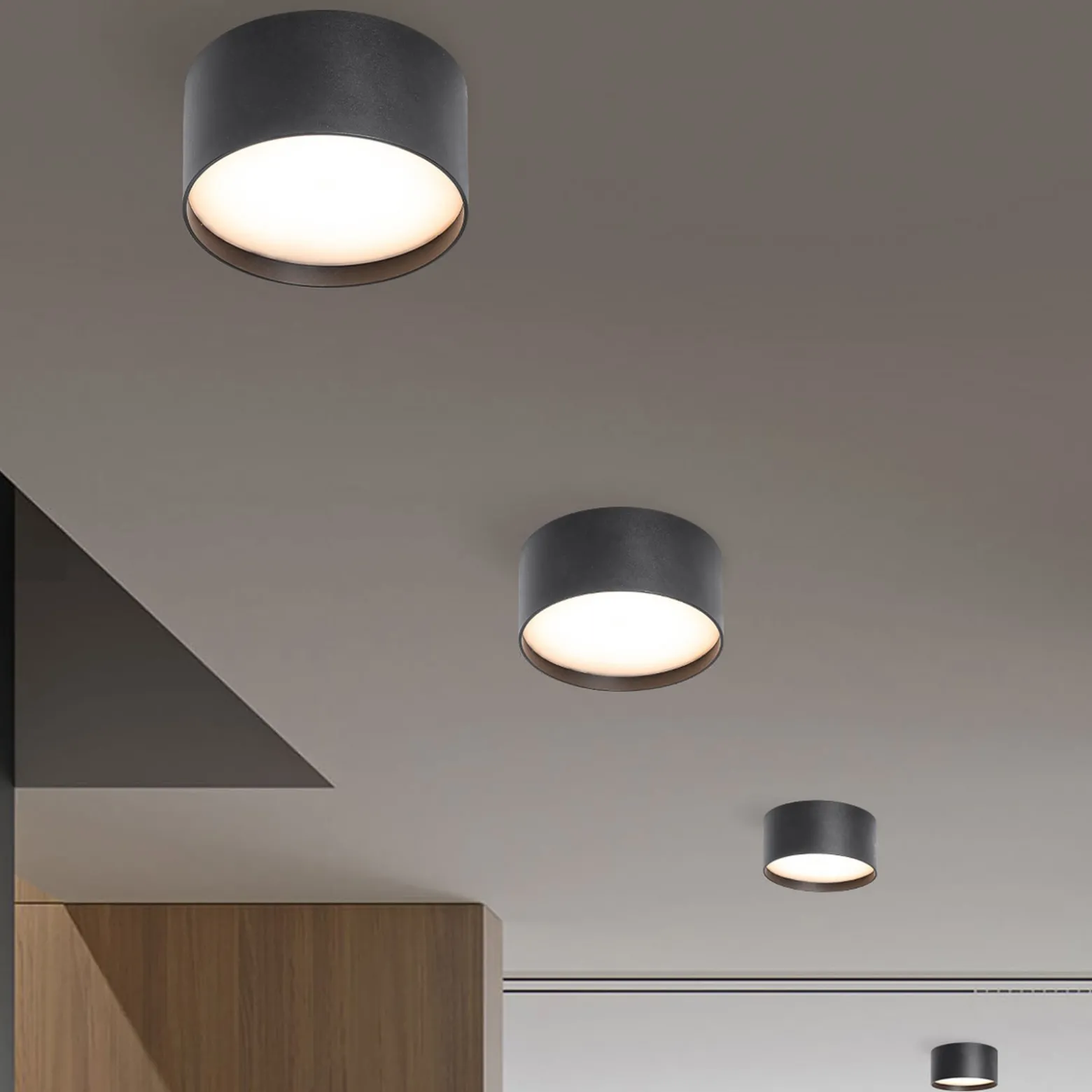 LED-kattovalaisin CMD 9092, Ø 12 cm, antrasiitti, IP44, metallia