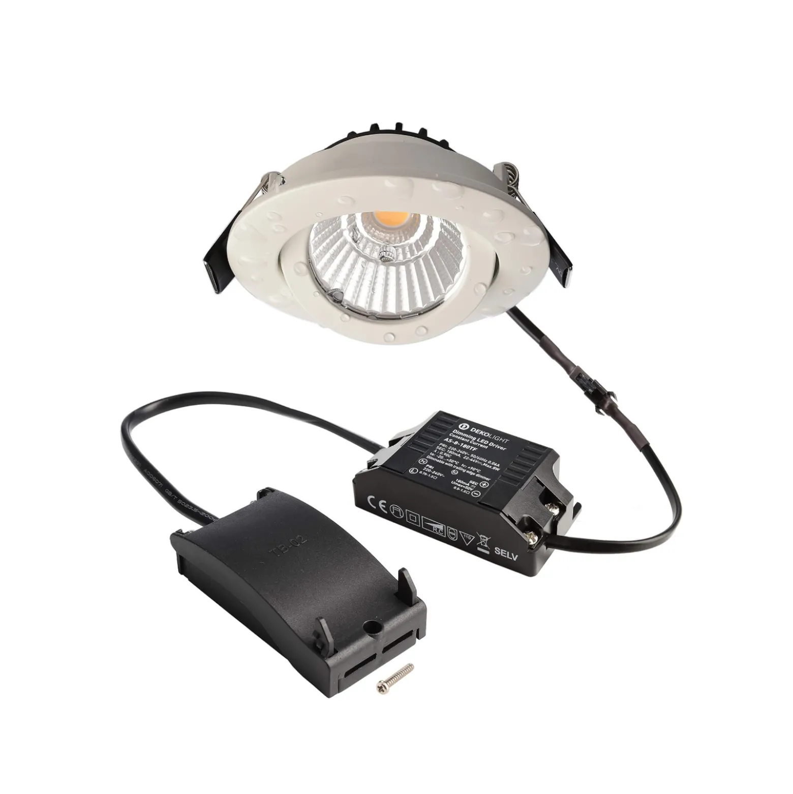 LED-kattovalaisin Dione, IP44, 4 000 K, valkoinen, himmennettävä