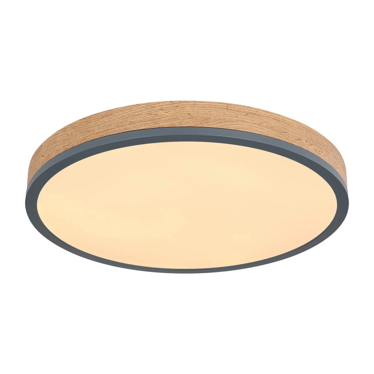 LED-kattovalaisin Doro, Ø 45 cm, tumma grafiitti/puu, puu, CCT