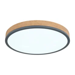 LED-kattovalaisin Doro, Ø 45 cm, tumma grafiitti/puu, puu, CCT