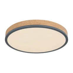 LED-kattovalaisin Doro, Ø 45 cm, tumma grafiitti/puu, puu, CCT